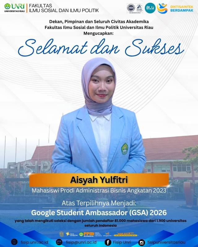 Selamat & Sukses Aisyah Yulfitri Telah Meraih Google Student Ambassador (GSA) 2026