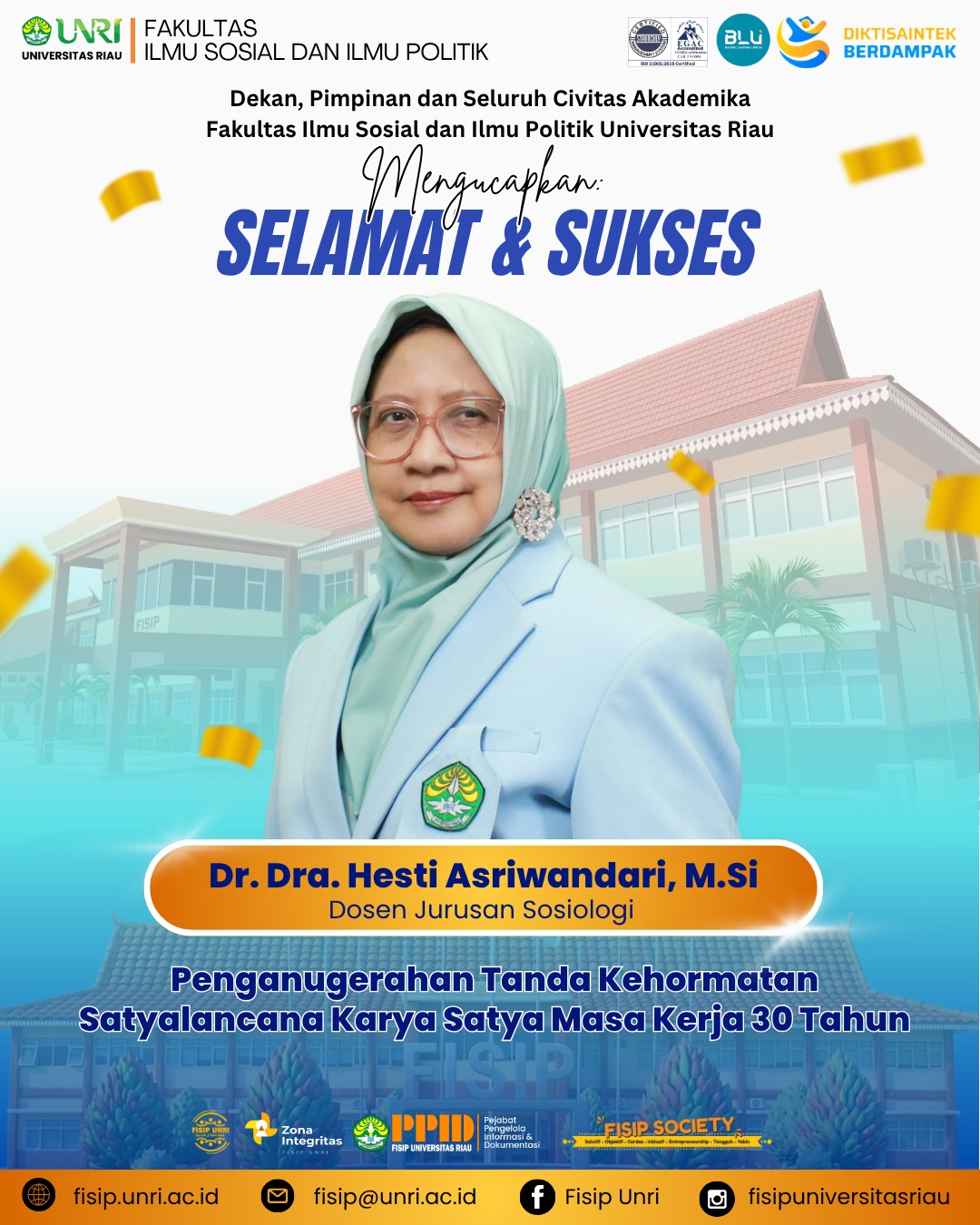 Selamat & Sukses Penerima Penghargaan Tanda Kehormatan Satyalancana Karya Satya Masa Kerja 10, 20 dan 30 Tahun