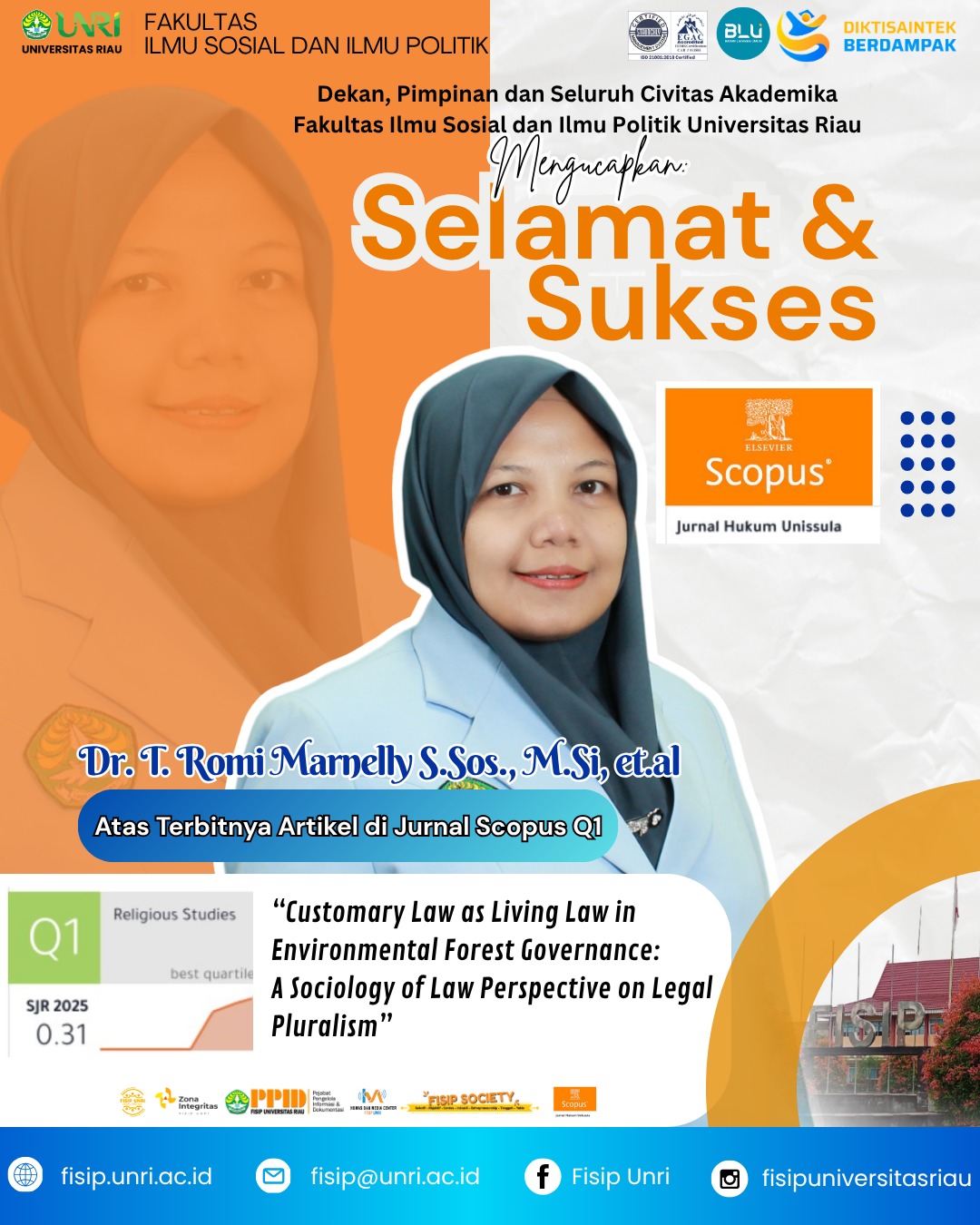 Congratulations and Best Wishes to Dr. T. Romi Marnelly, S.Sos., M.Si., et al. on the publication of their scientific article in a Scopus Q1 Journal.