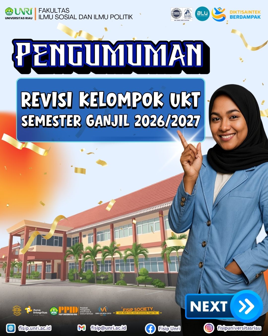 ANNOUNCEMENT OF TUITION FEE GROUP (UKT) REVISION FOR THE ODD SEMESTER 2026/2027