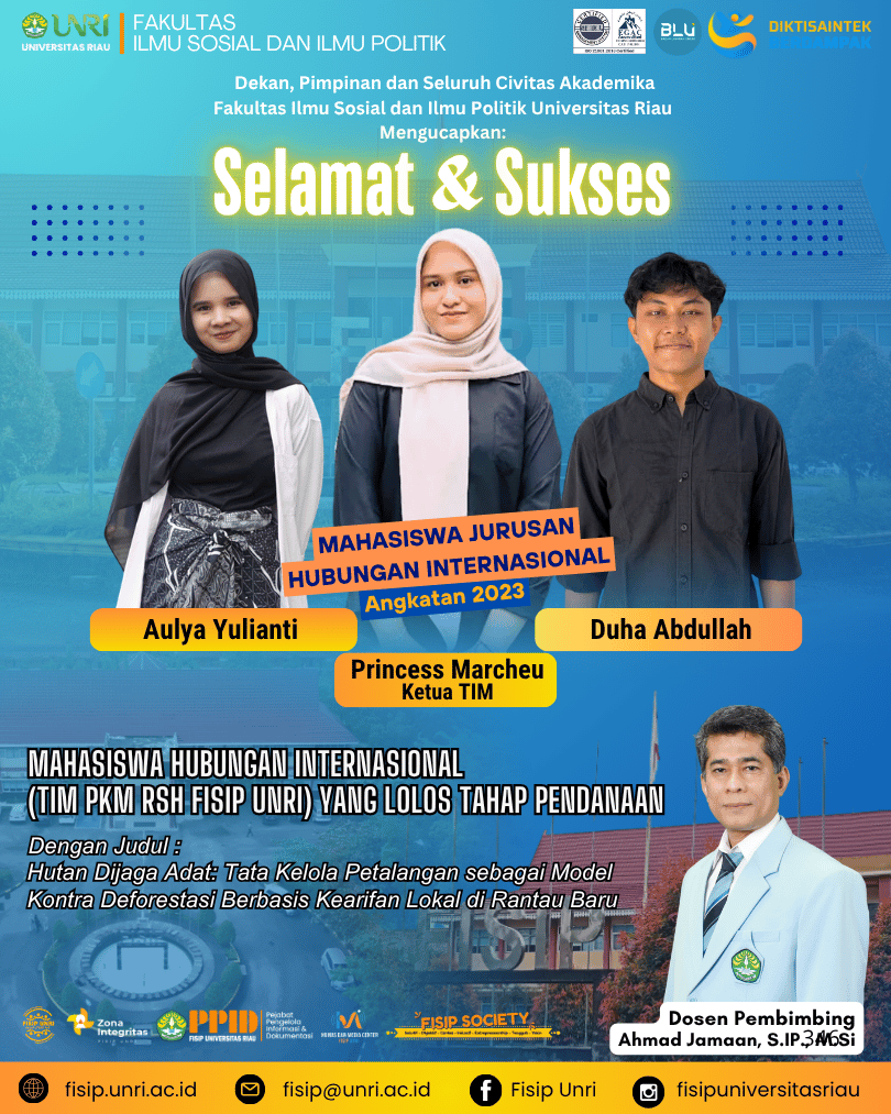 Selamat kepada Princess Marcheu, Aulya Yulianti, Duha Abdullah berhasil lolos tahap pendanaan Program Kreativitas Mahasiswa (PKM RSH) Tahun 2026