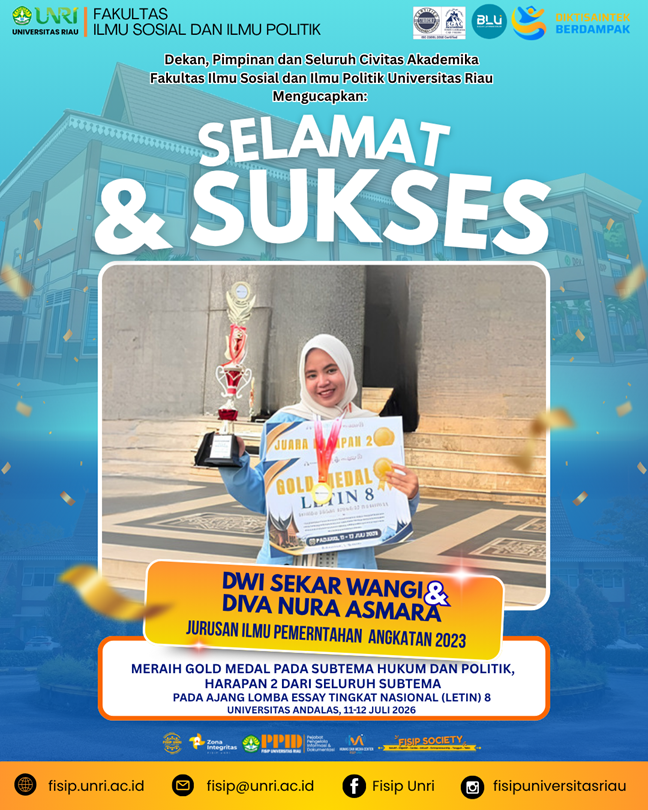 Selamat dan sukses kepada Dwi Sekar Wangi & Diva Nura Asmara, mahasiswa Jurusan Ilmu Pemerintahan Angkatan 2023