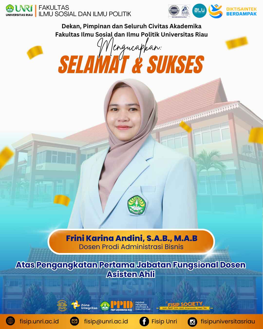Selamat kepada 13 Dosen FISIP Universitas Riau atas Pengangkatan Jabatan Fungsional Dosen Asisten Ahli