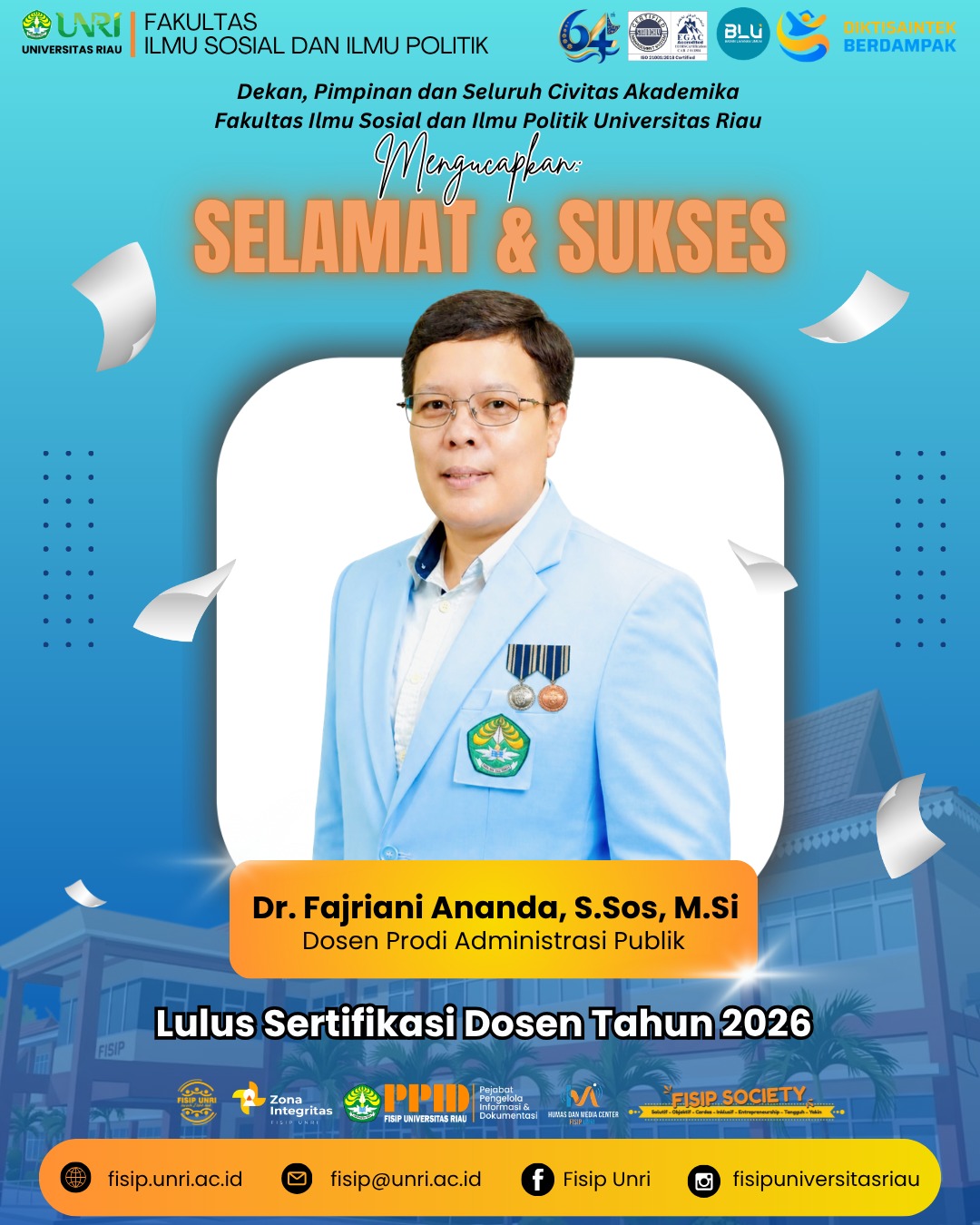 Selamat Kepada 7 Dosen yang Telah Lolos Sertifikasi Dosen Tahun 2026