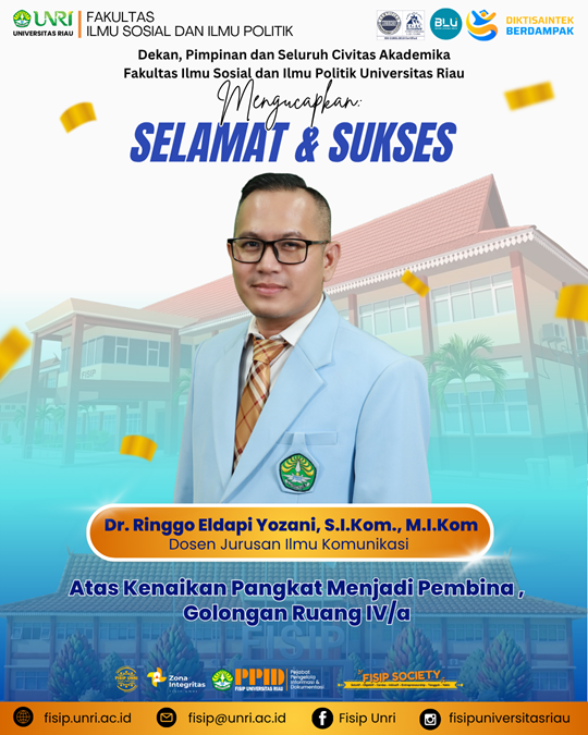 Selamat & Sukses  Dr. Ringgo Eldapi Yozani, S.I.Kom., M.I.Kom atas kenaikan pangkat menjadi Pembina, Golongan Ruang IV/a