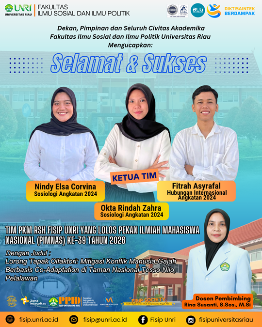 Selamat & Sukses Kepada Tim PKM RSH FISIP UNRI yang Berhasil Lolos ke Pekan Ilmiah Mahasiswa Nasional (PIMNAS) Tahun 2026
