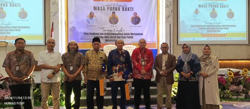 Pelepasan Purna Bakti Tiga Dosen Senior FISIP Universitas Riau: Drs. Jon Yanis, M.Si., Drs. Isril, M.H., dan Drs. M.Y. Tyas Tinov, M.Si.