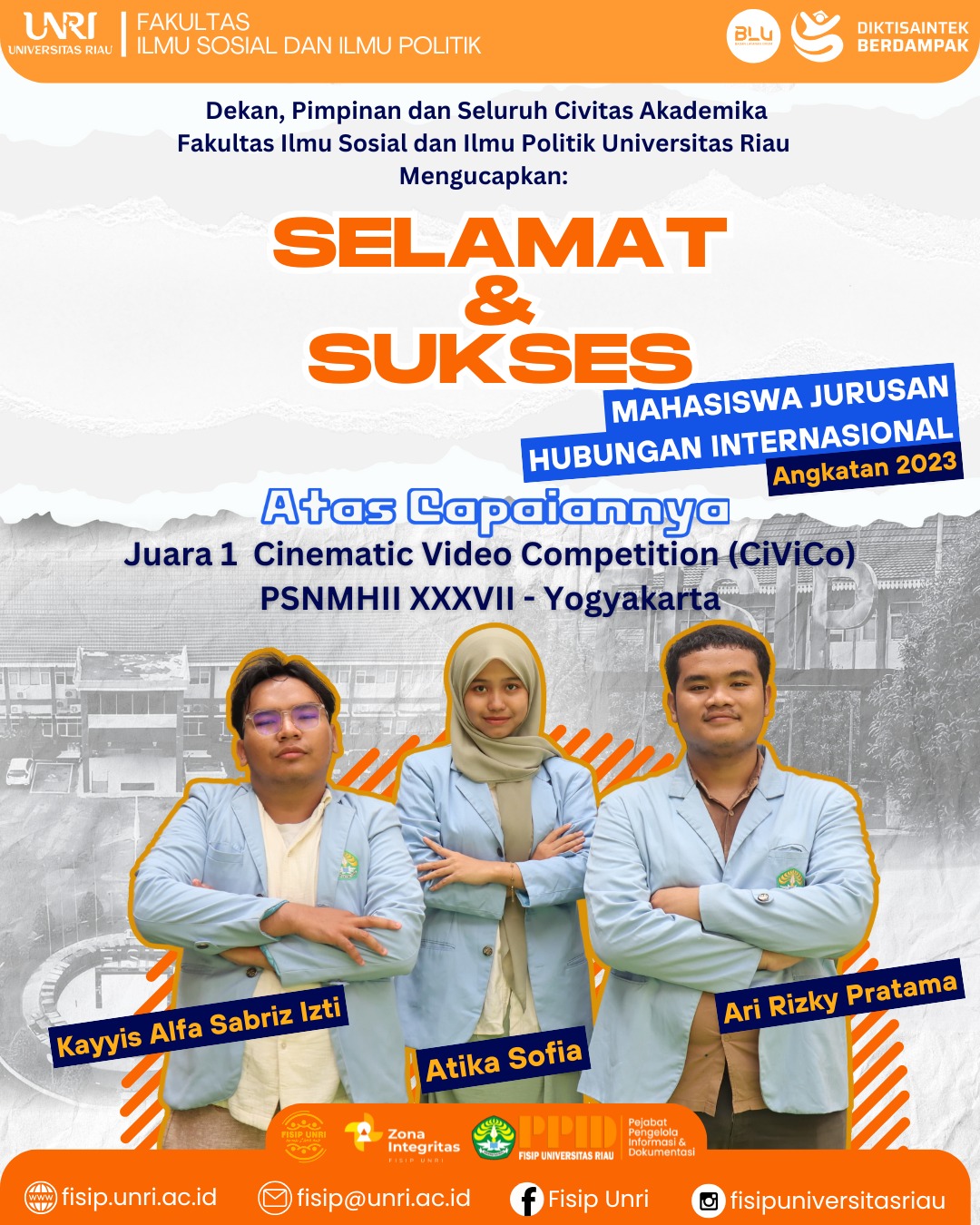 Selamat dan Sukses kepada mahasiswa Jurusan Hubungan Internasional Angkatan 2023
