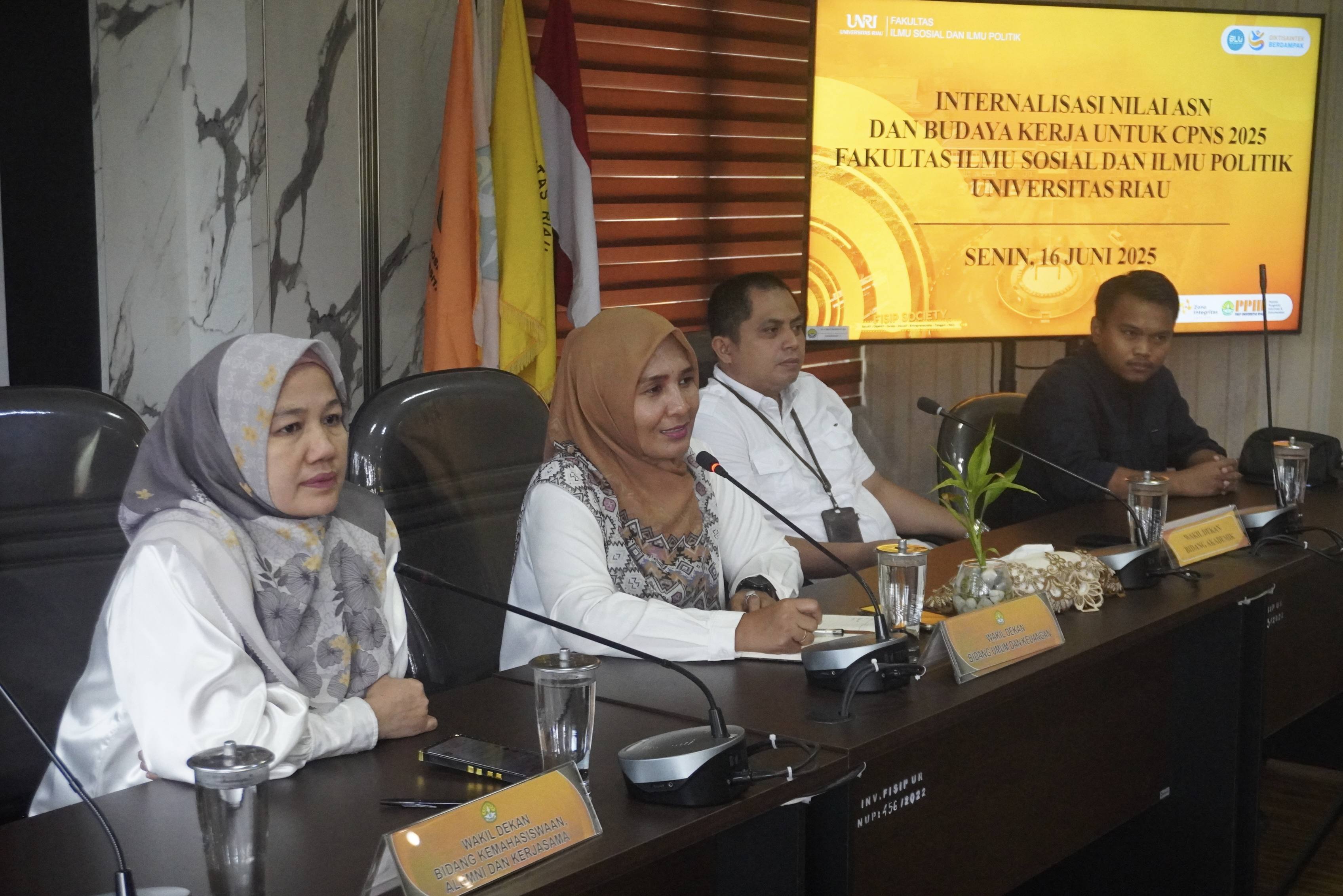 Perkuat Integritas dan Etos Kerja, FISIP UNRI Laksanakan Internalisasi Nilai ASN untuk CPNS