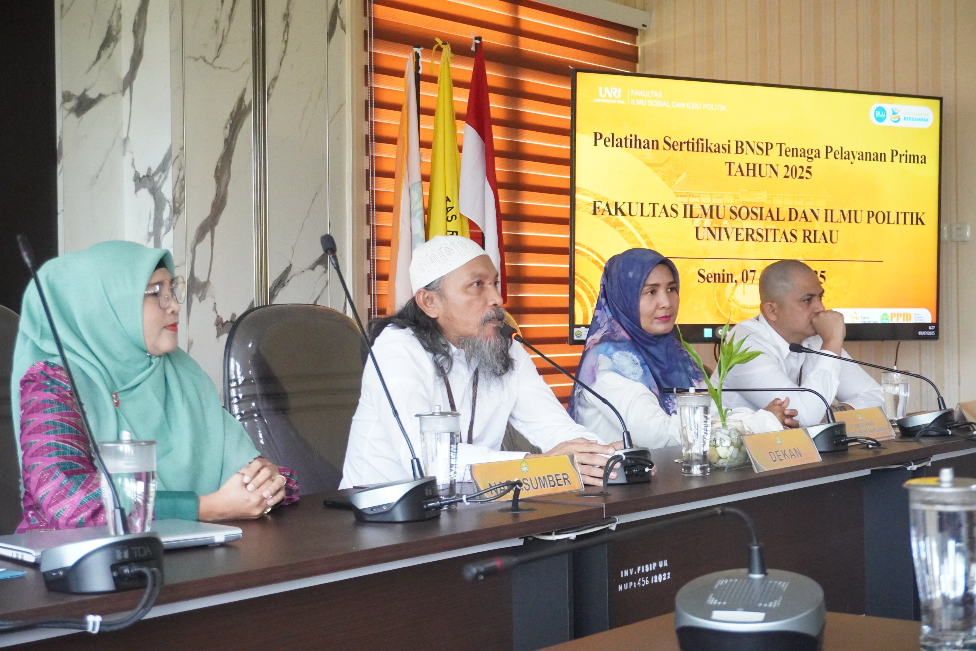 Pelayanan Prima Jadi Prioritas: FISIP UNRI Gelar Sertifikasi BNSP bagi Dosen Muda