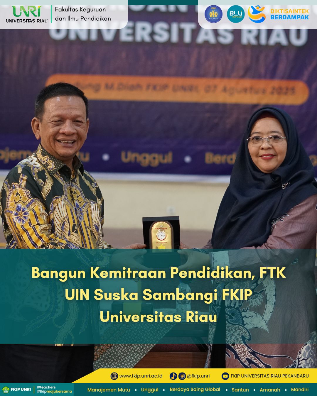 Bangun Kemitraan Pendidikan, FTK UIN Suska Sambangi FKIP Universitas Riau
