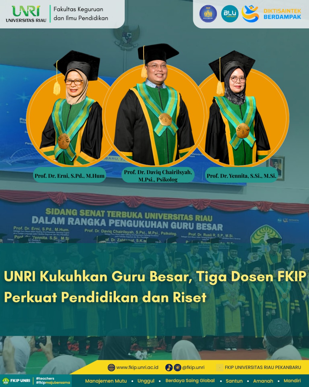 UNRI Gelar Pengukuhan Guru Besar, Perkuat Kontribusi Pendidikan dan Riset