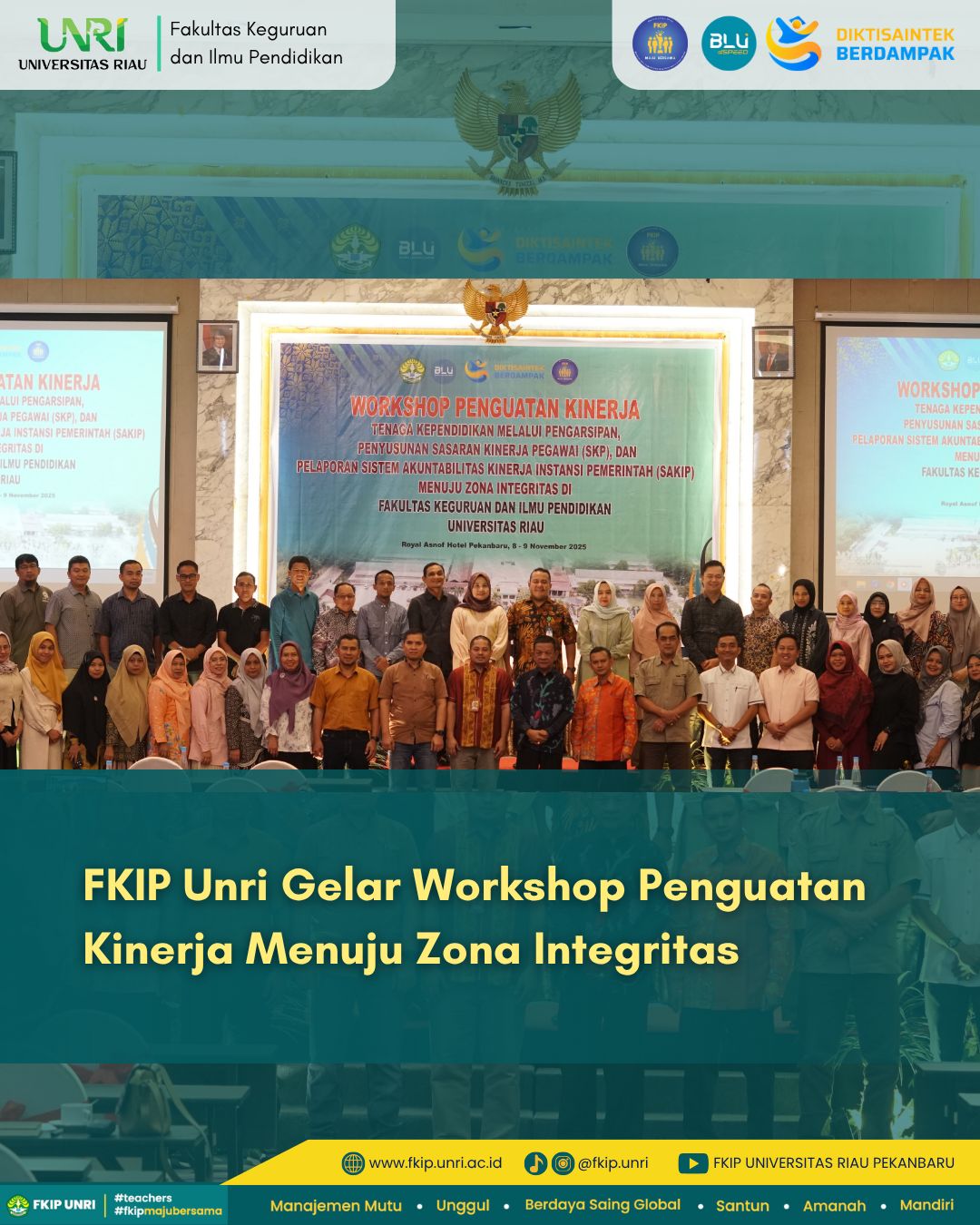 FKIP Universitas Riau Holds Workshop on Strengthening Administrative Staff Performance Toward an Integrity Zone
