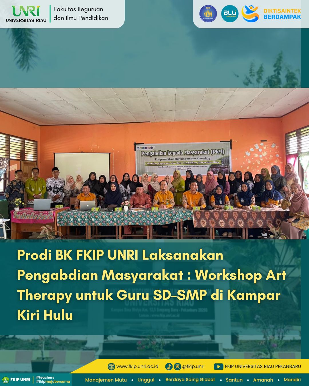 Prodi BK FKIP UNRI Gelar Workshop Art Therapy untuk Guru SD–SMP di Kampar Kiri Hulu