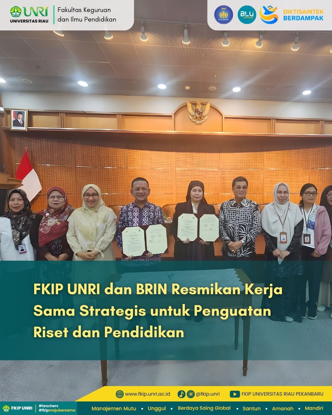 FKIP UNRI and BRIN Officially Establish Strategic Collaboration for Research and Educational Advancement