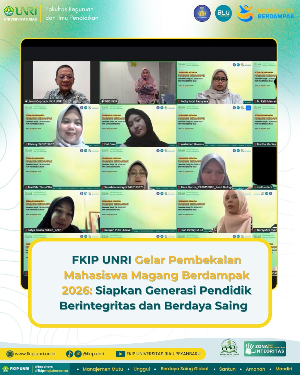 FKIP UNRI Gelar Pembekalan Mahasiswa Magang Berdampak 2026: Siapkan Generasi Pendidik Berintegritas dan Berdaya Saing