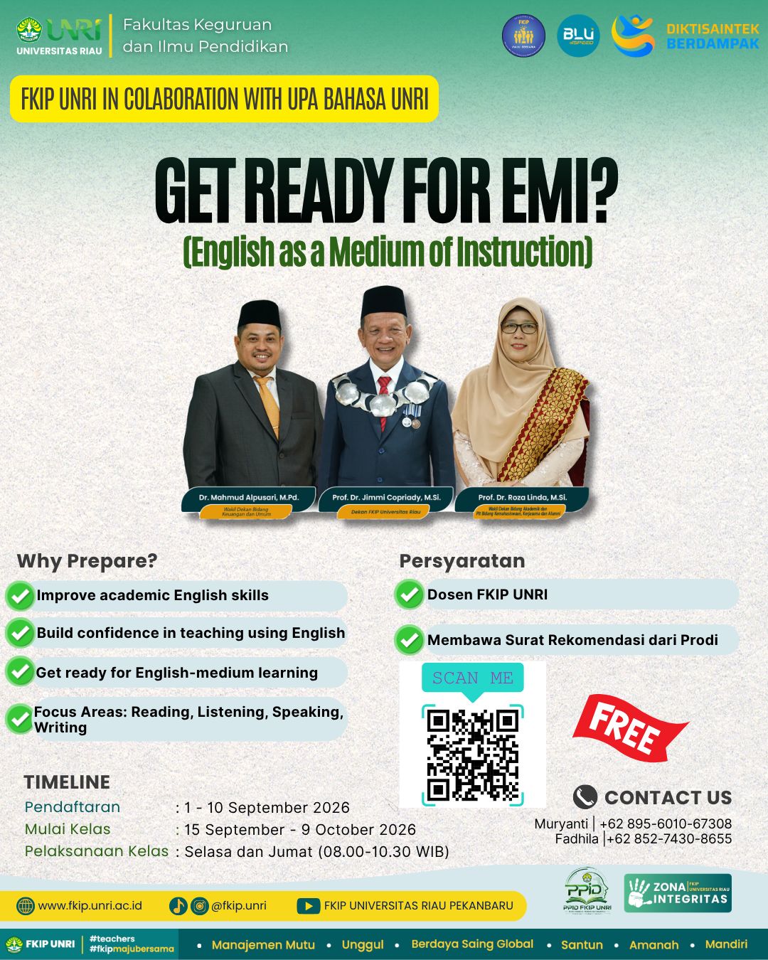 Get Ready for EMI! FKIP Universitas Riau Siapkan Dosen Menuju Pembelajaran Berbahasa Inggris