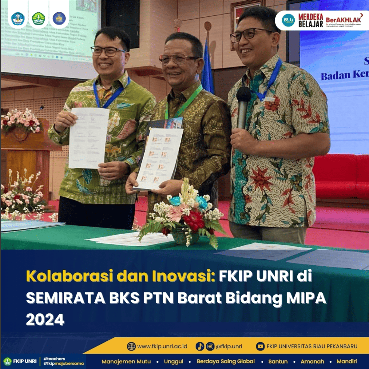 Kolaborasi dan Inovasi: FKIP UNRI di SEMIRATA BKS PTN Barat Bidang MIPA 2024