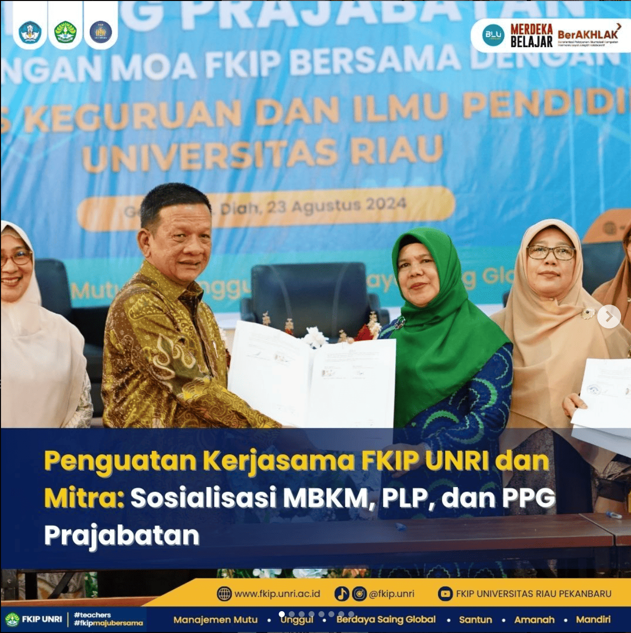 Penguatan Kerjasama FKIP UNRI dan Mitra: Sosialisasi MBKM, PLP, dan PPG Prajabatan