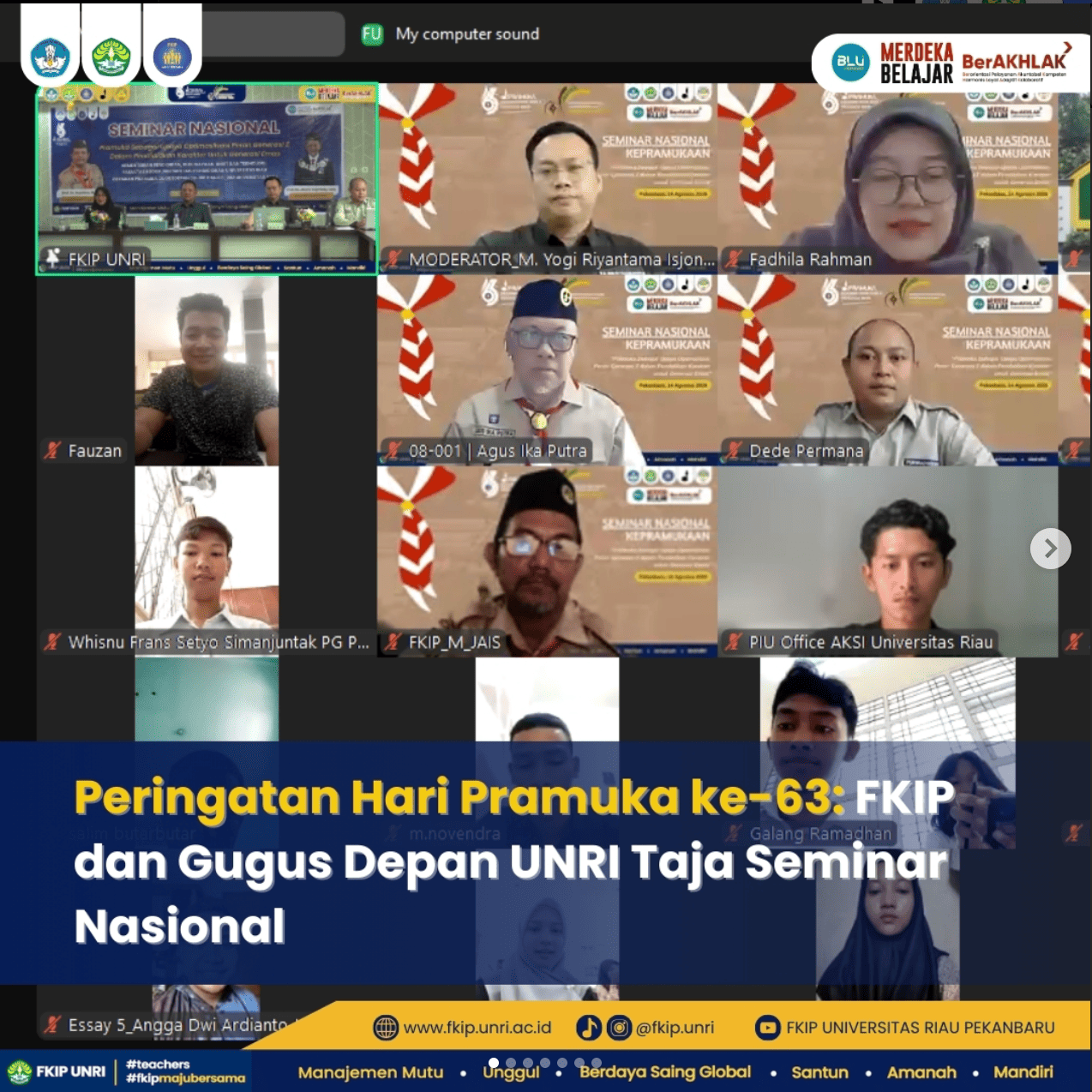 Peringatan Hari Pramuka ke-63: FKIP dan Gugus Depan UNRI Taja Seminar Nasional