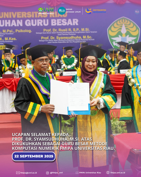 Selamat Kepada Prof. Dr. Syamsudhuha, M.Si. atas pengukuhan Guru Besarnya.