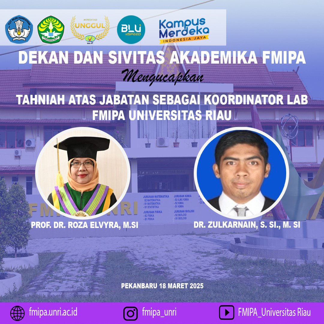 Selamat atas Jabatan Sebagai Kepala Koordinator LAB FMIPA UNRI