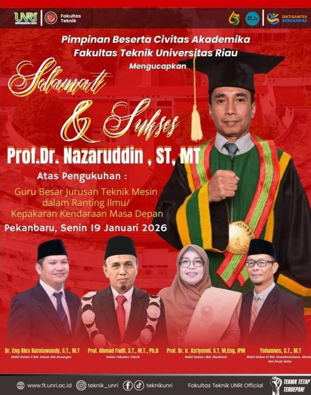 Selamat dan Tahniah atas Pengukuhan Prof. Dr. Nazaruddin, S.T., M.T
