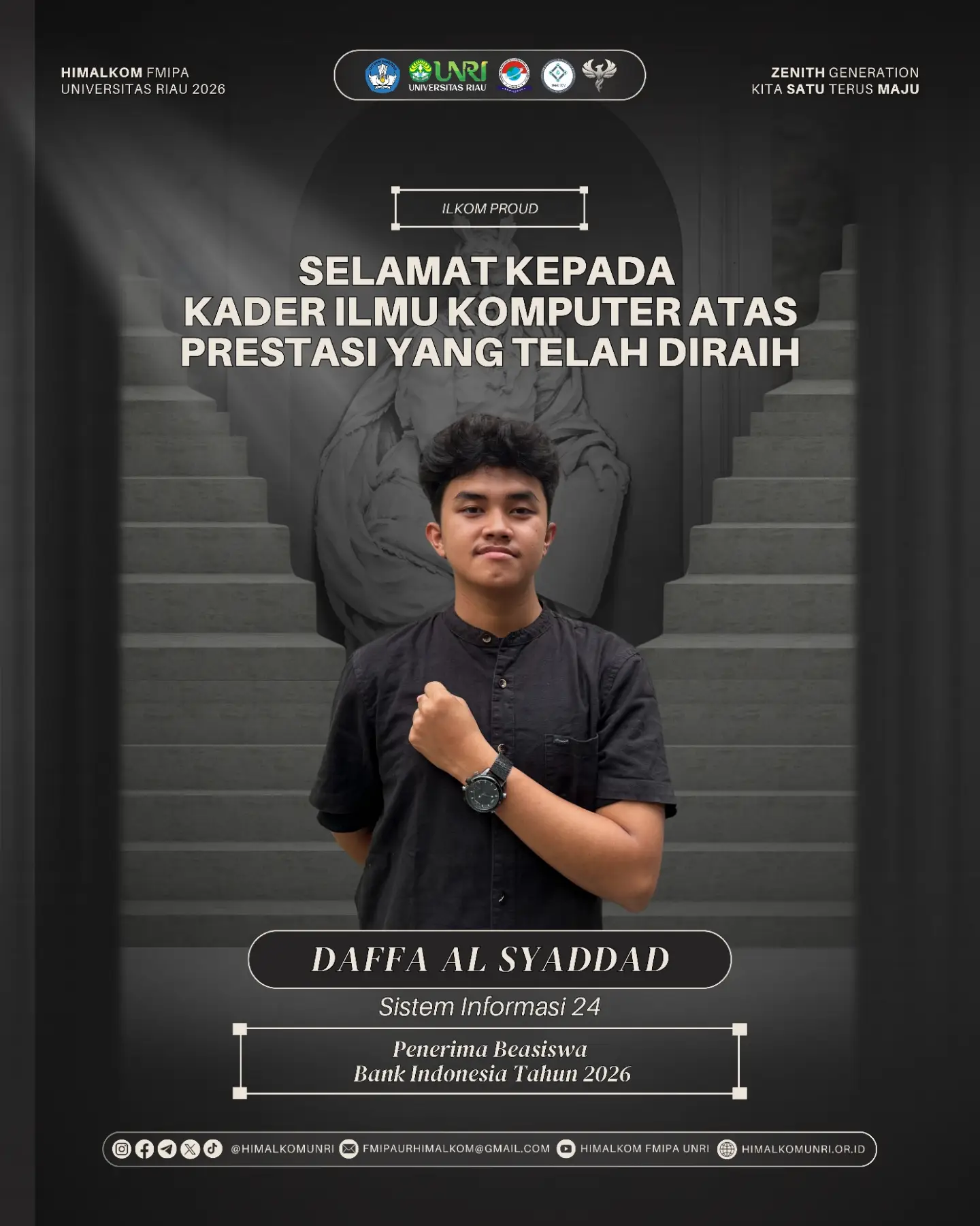 Mahasiswa Sistem Informasi Universitas Riau Terpilih sebagai Penerima Beasiswa Bank Indonesia Tahun 2026