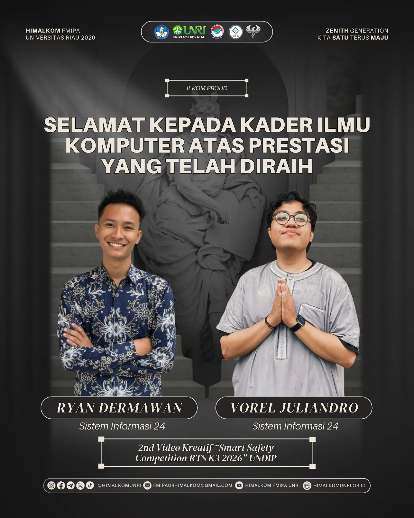 Mahasiswa Sistem Informasi Universitas Riau Raih Juara II Lomba Video Kreatif Smart Safety Competition RTS K3 2026 UNDIP