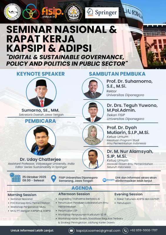 Jurusan Ilmu Pemerintahan FISIP UNRI Perkuat Kolaborasi Nasional dalam Forum KAPSIPI–ADIPSI 2025