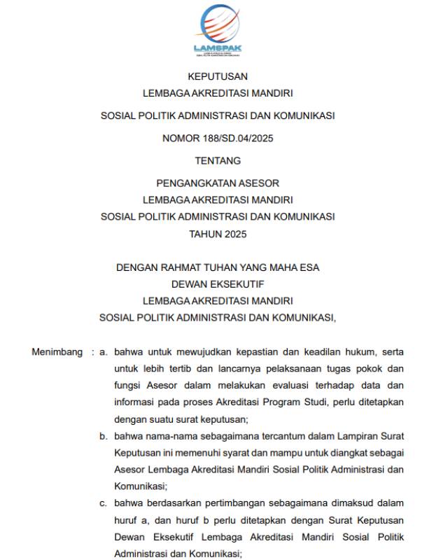 Jurusan Ilmu Pemerintahan Raih Prestasi, Dua Dosen Diangkat Sebagai Asesor LAMSPAK