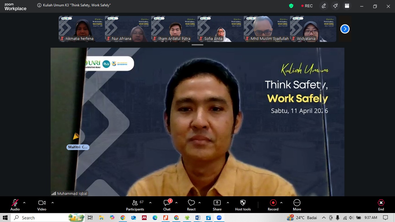 Kuliah Umum Jurusan Kimia UNRI, Think Safety, Work Safely, berjalan sukses