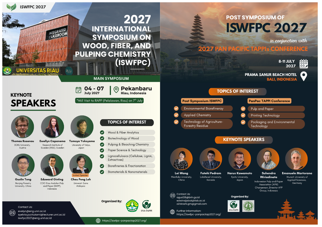 ISWFPC 2027: The 23rd International Symposium on Wood, Fiber and Pulping Chemistry