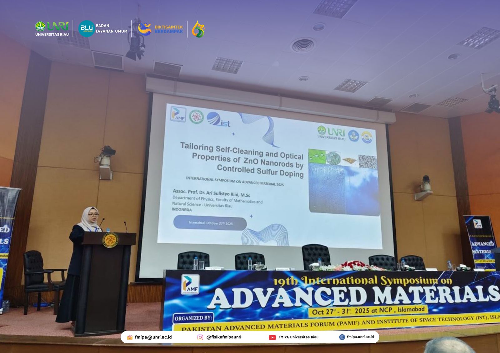 Dosen Magister Fisika UNRI Menjadi Keynote Speaker pada Simposium Internasional