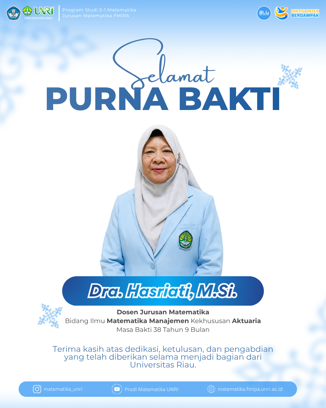Purna Bakti Dra. Hasriati, M.Si.: Terima Kasih atas Dedikasi 38 Tahun