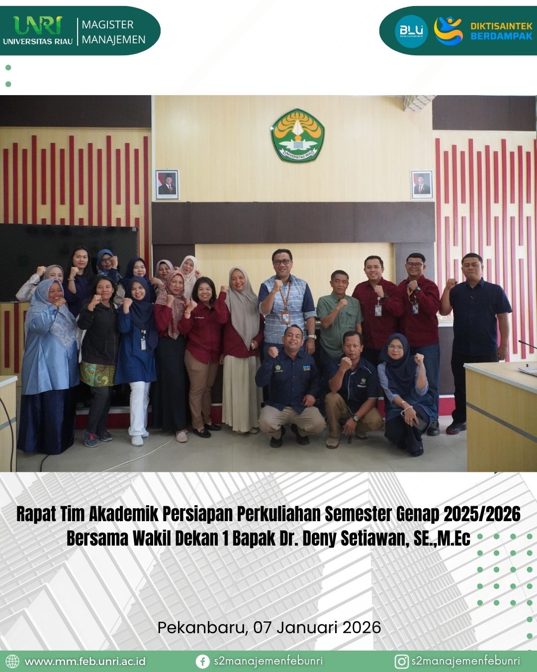 Rapat Tim Akademik Persiapan Perkuliahan Semester Genap 2025/2026 Bersama Wakil Dekan 1 Bapak Dr. Deny Setiawan, SE.,M.Ec