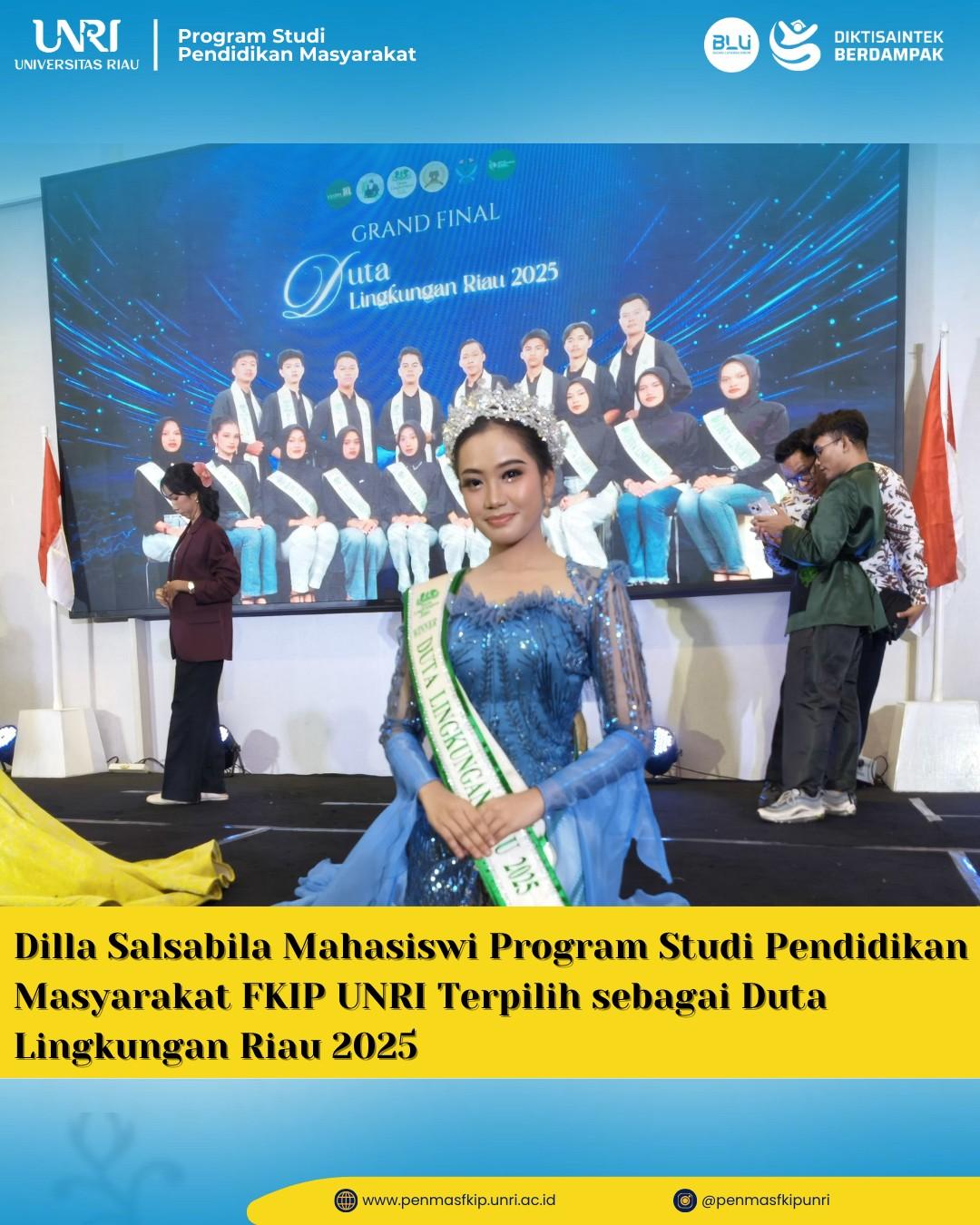 Dilla Salsabila Mahasiswi Program Studi Pendidikan Masyarakat FKIP UNRI Terpilih sebagai Duta Lingkungan Riau 2025