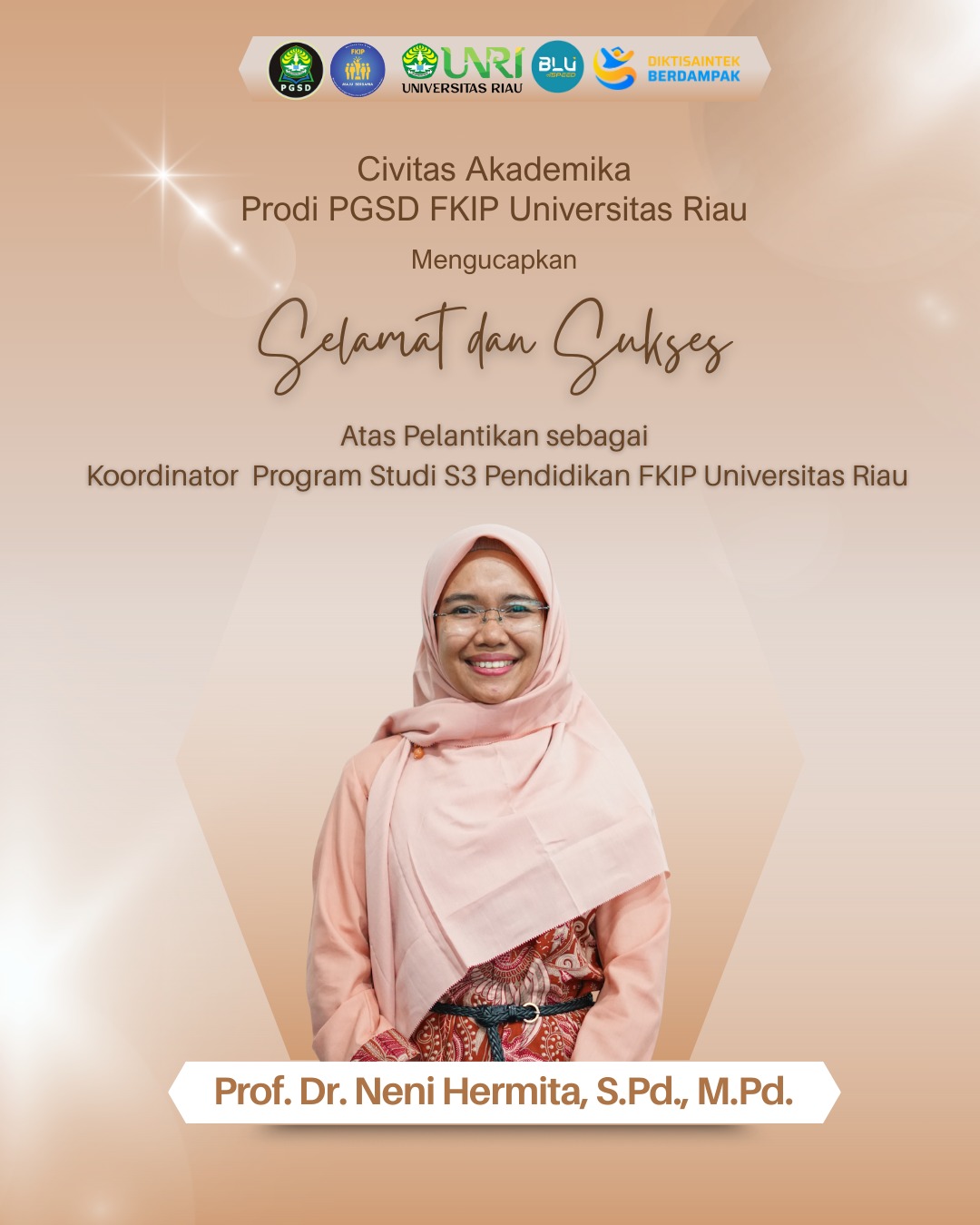 Prof. Dr. Neni Hermita, M.Pd menjadi Koordinator Program Studi S3 Program Pendidikan Doktor FKIP Universitas Riau