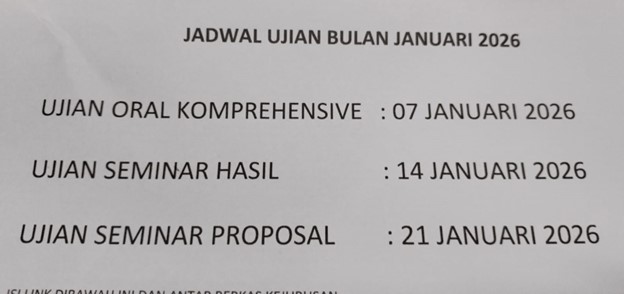 Jadwal Ujian Program Studi S1 Akuntansi Fakultas Ekonomi dan Bisnis Universitas Riau