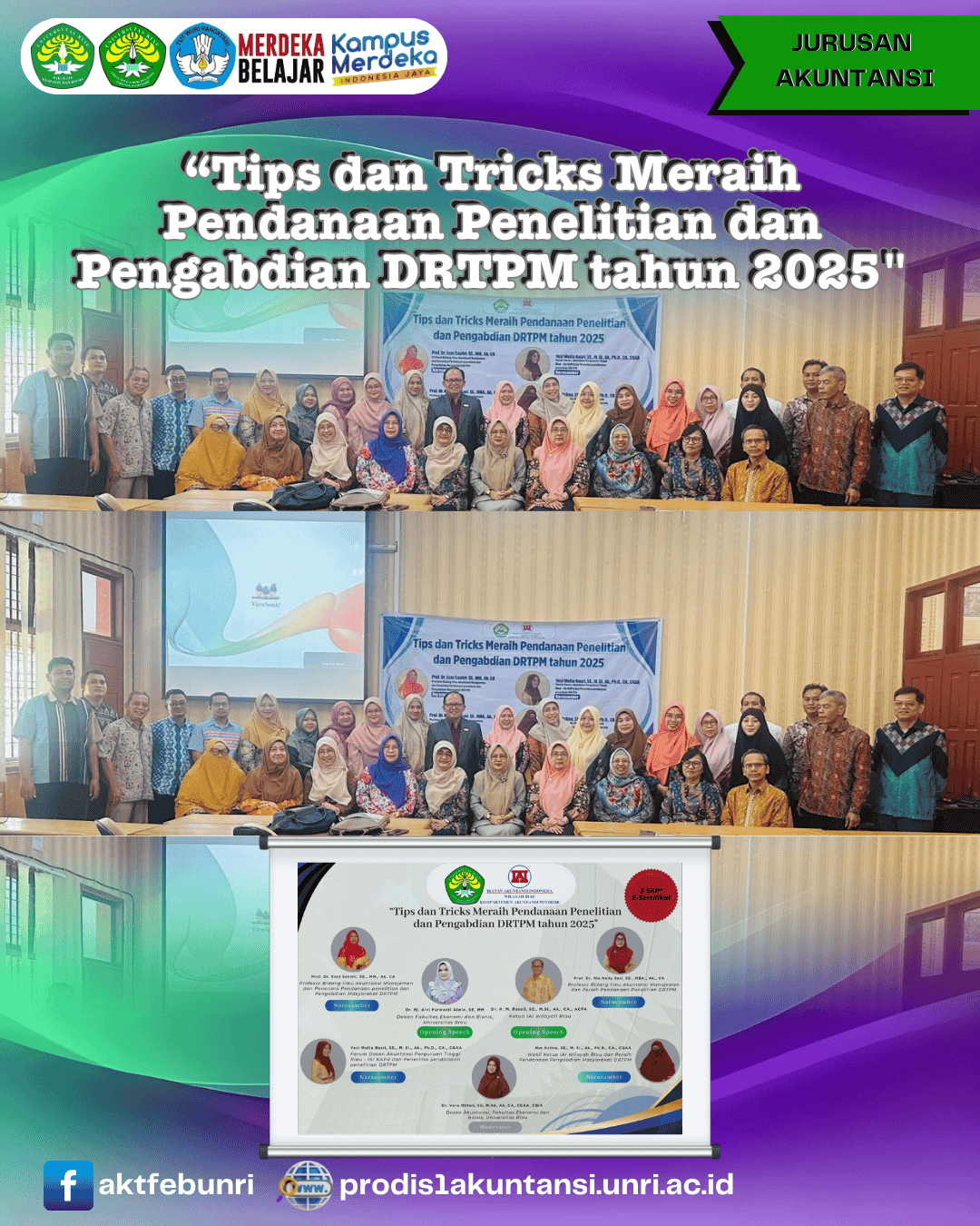 Jurusan Akuntansi Sukses Gelar Seminar “Tips dan Tricks Meraih Pendanaan Penelitian dan Pengabdian DRTPM Tahun 2025”.