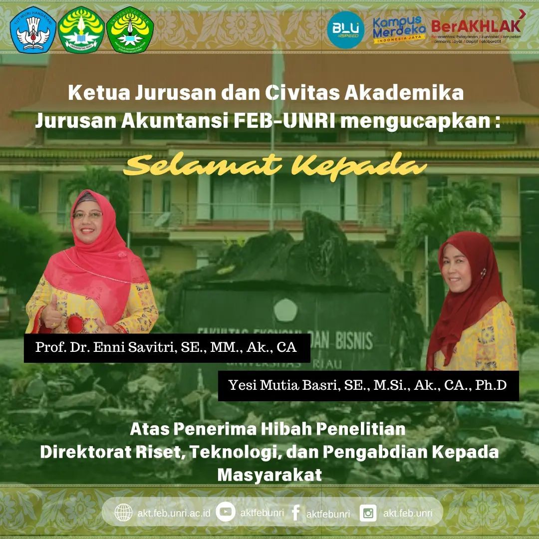 Selamat kepada Prof. Enni Savitri dan Yesi Mutia Basri atas Penerimaan Hibah Penelitian dari Direktorat Riset, Teknologi, dan Pengabdian kepada Masyarakat