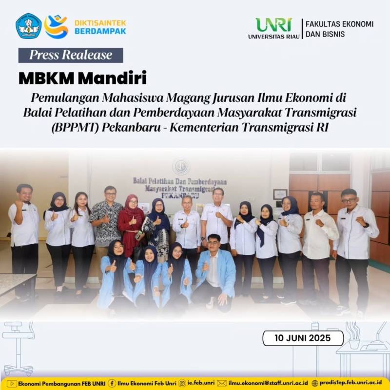 PEMULANGAN MAHASISWA MAGANG MBKM MANDIRI JURUSAN ILMU EKONOMI DI BPPMT PEKANBARU