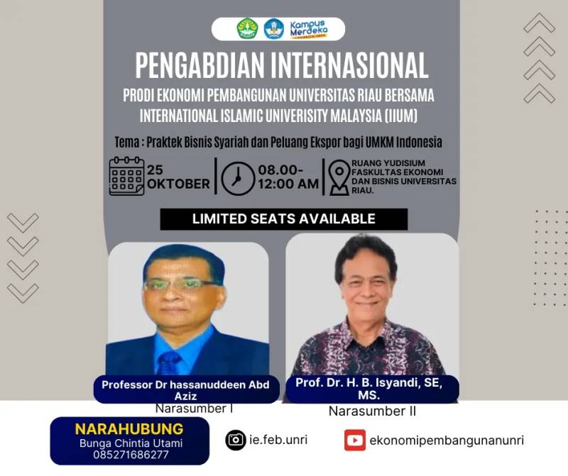 PRODI EKONOMI PEMBANGUNAN UNRI DAN IIUM GELAR PENGABDIAN INTERNASIONAL UNTUK PENINGKATAN KUALITAS UMKM