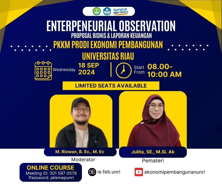 ONLINE COURSE SERIES 3 PKKM EKONOMI PEMBANGUNAN UNRI 2024: ENTREPRENEURIAL OBSERVATION PROPOSAL BISNIS & LAPORAN KEUANGAN