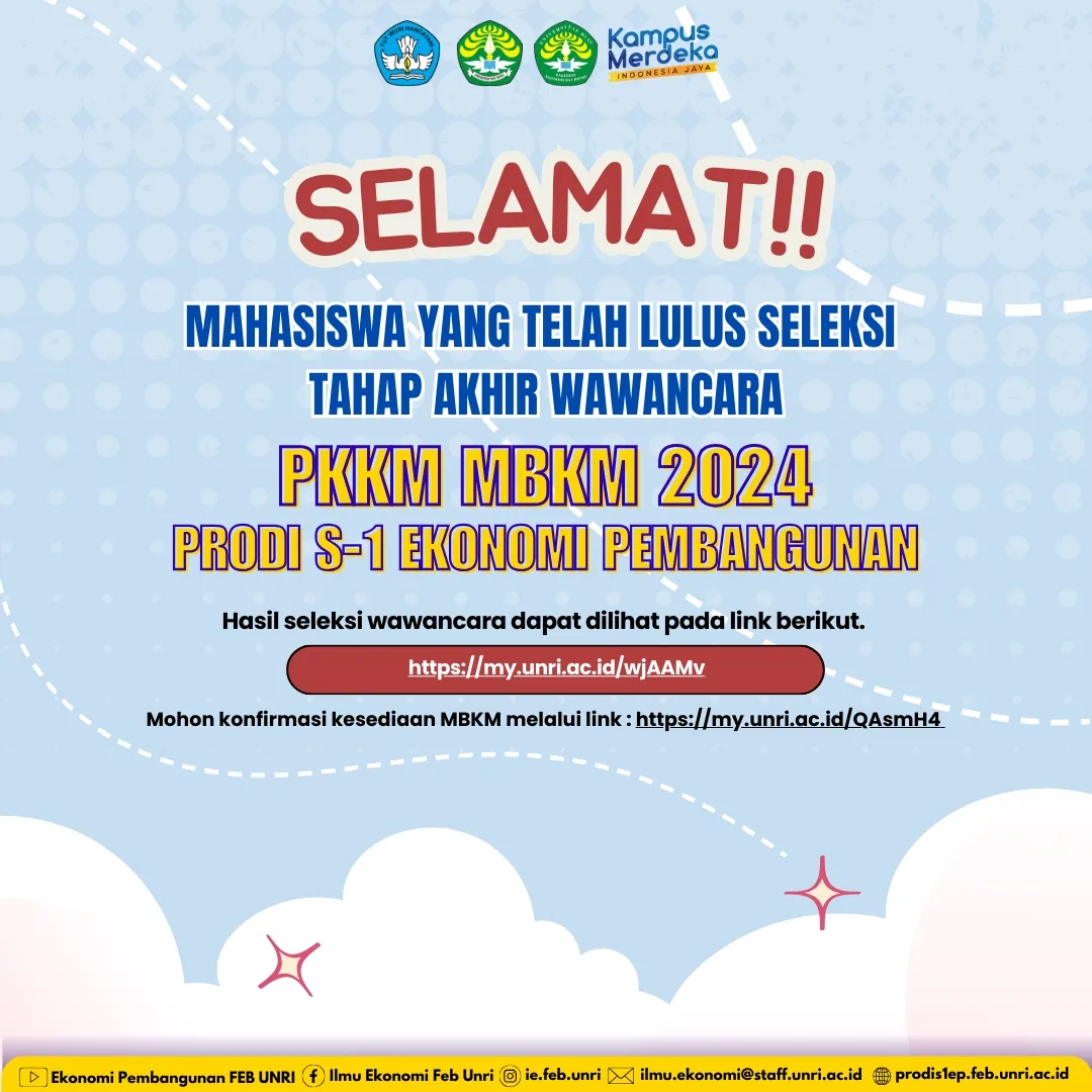 PENGUMUMAN FINAL RESULT MBKM PKKM PRODI S-1 EKONOMI PEMBANGUNAN TAHUN 2024
