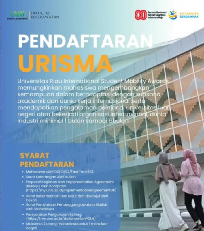 Pendaftaran URISMA Fakultas Keperawatan UNRI – Program Mobilitas Internasional Mahasiswa