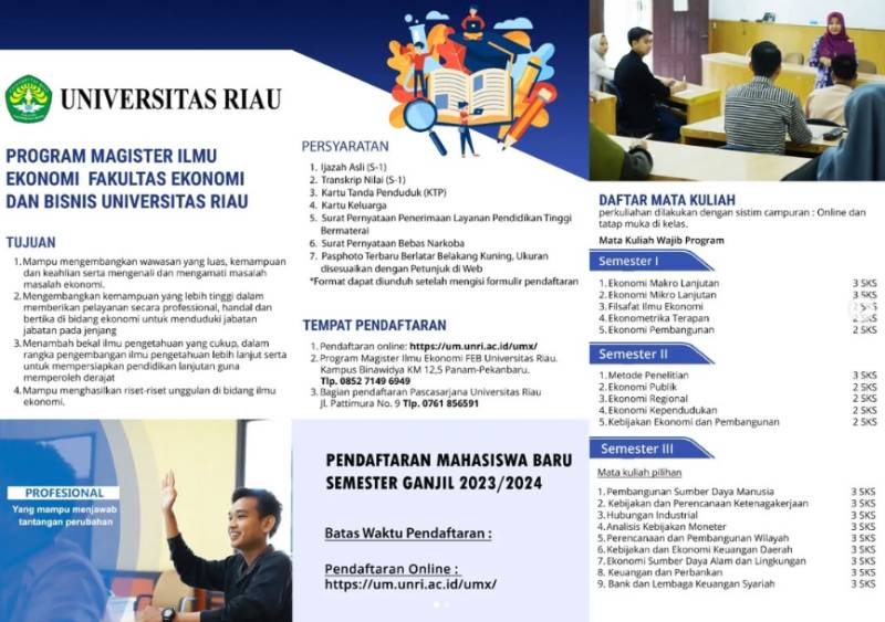 Pendaftaran Program Magister Ilmu Ekonomi FEB Universitas Riau