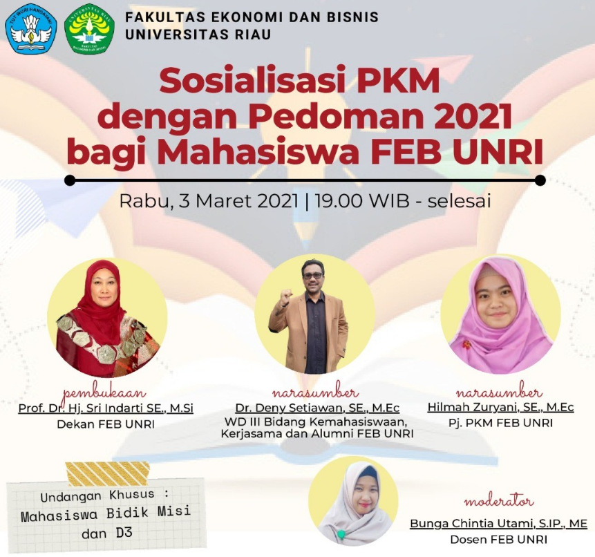 Sosialisasi PKM dengan Pedoman 2021 bagi Mahasiswa FEB UNRI