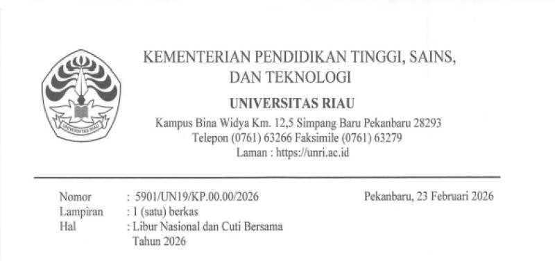 Libur Nasional dan Cuti Bersama Universitas Riau Tahun 2026