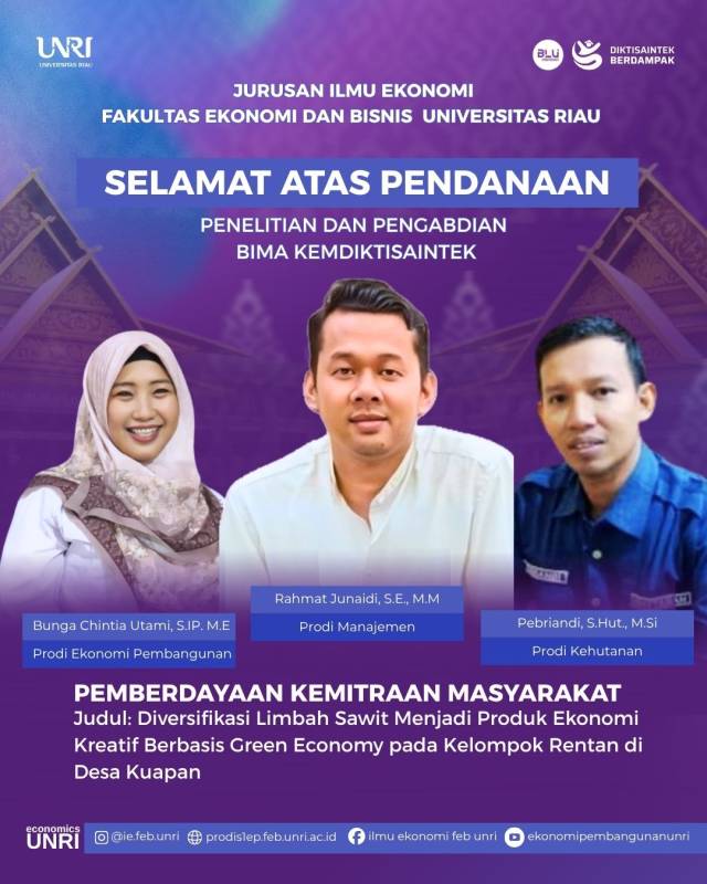 Jurusan Ilmu Ekonomi Apresiasi Tiga Dosen Peraih Pendanaan BIMA Kemdiktisaintek